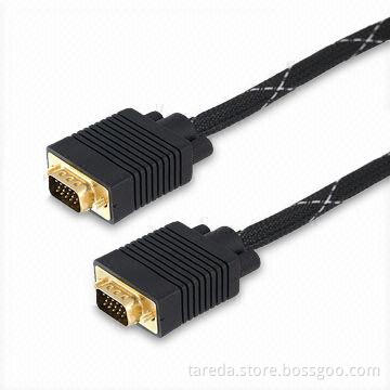 Projector VGA Cable with Gold Plated Connector, Used for Computer, LCD and HDTV Projector
